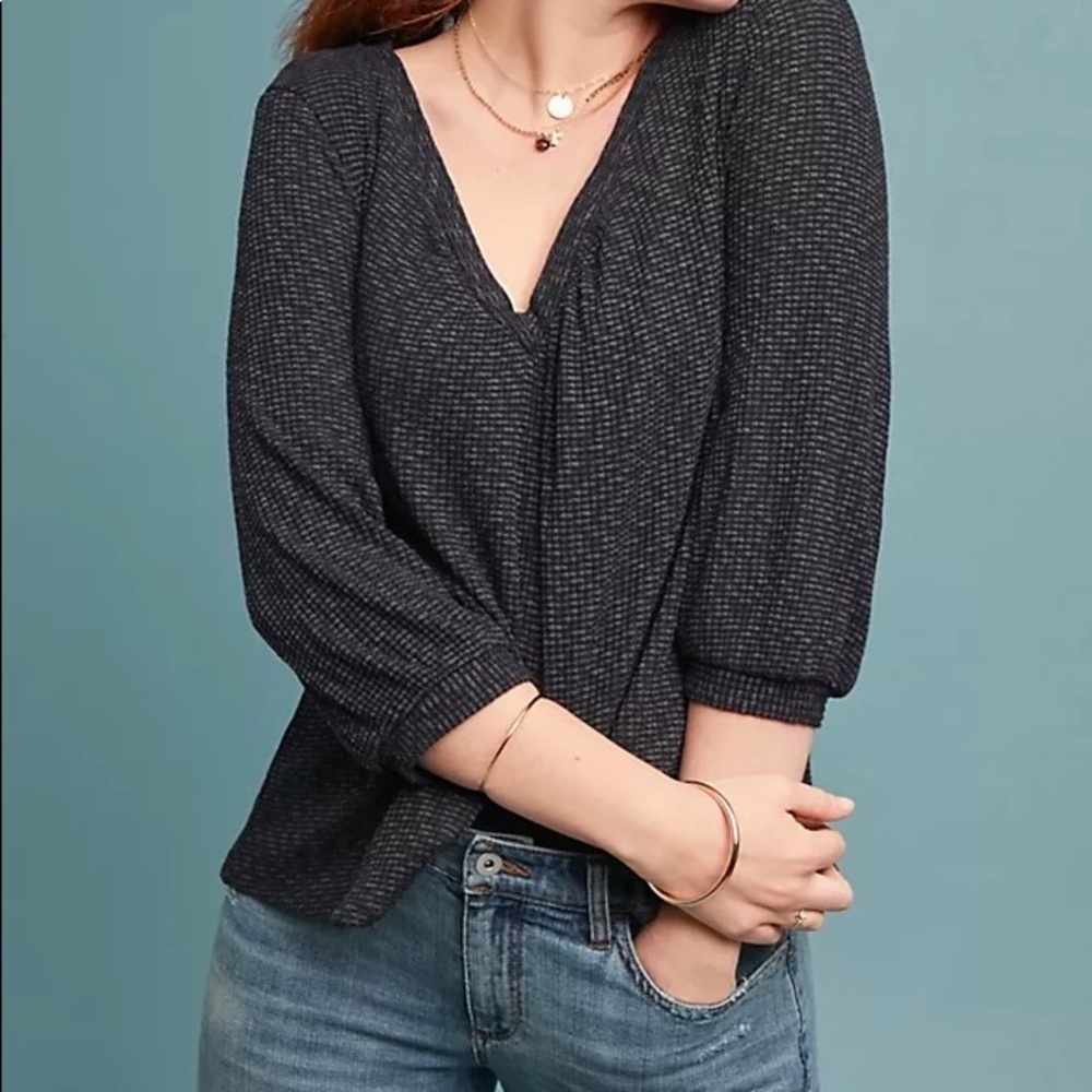 Anthropologie gloria textured top - size medium, dark grey